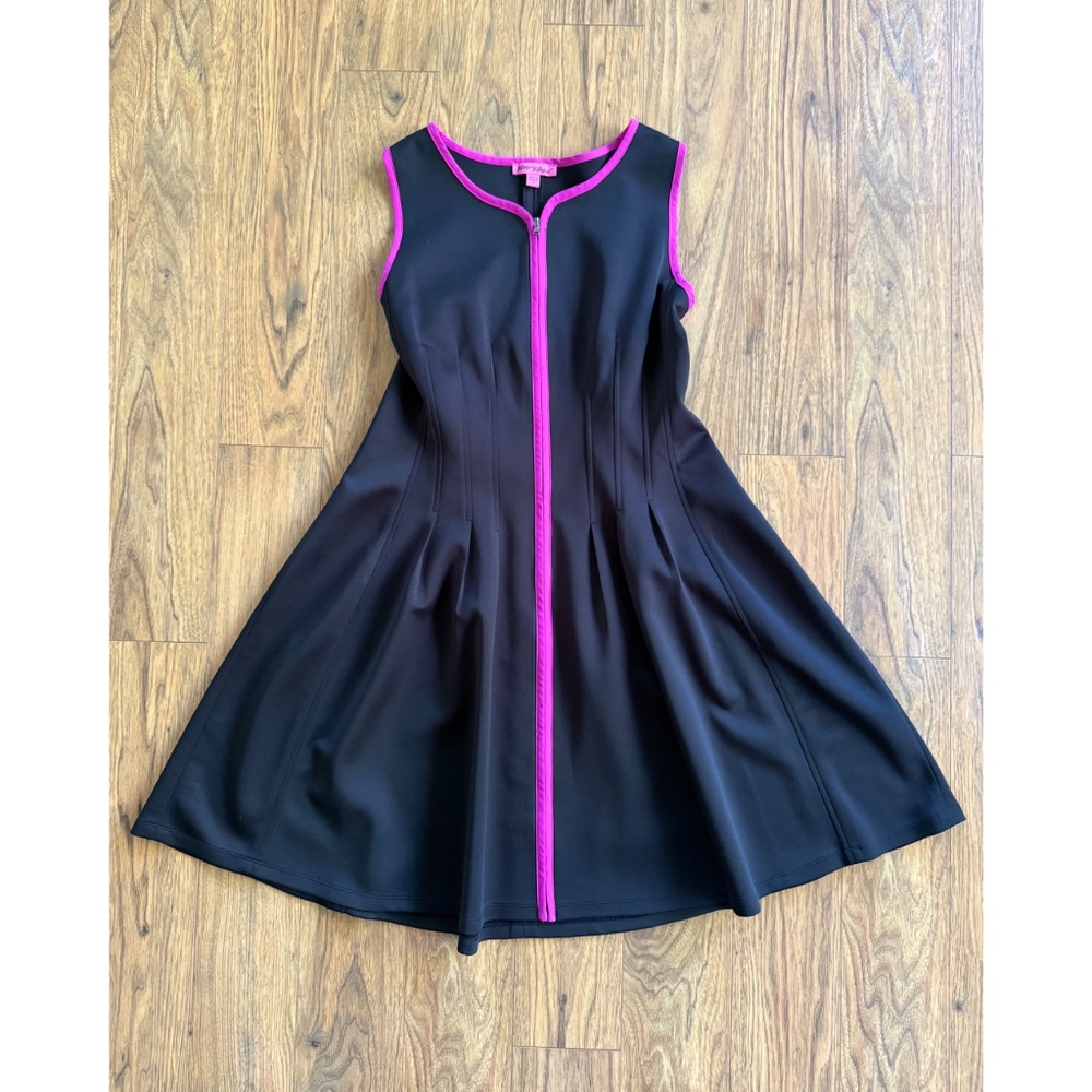 Betsey Johnson Skater Skirt Dress, Black and Pink, Size 14